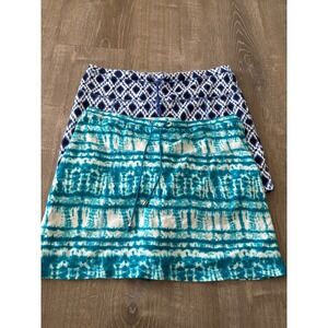 Jones New York Sport Womens Skort Set Lot of 2 Blue Teal Geometric Tie Dye Large